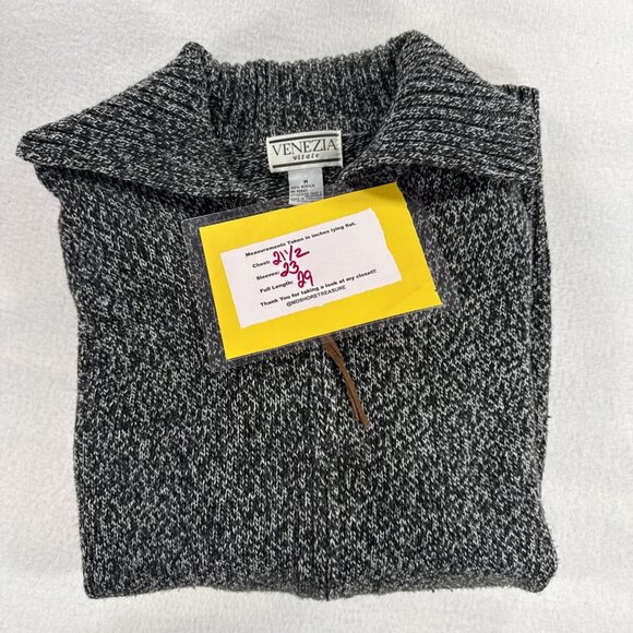 Venezia Vitale Knitted Cardigan - Medium - Black White Zip Up - Picture 9 of 9